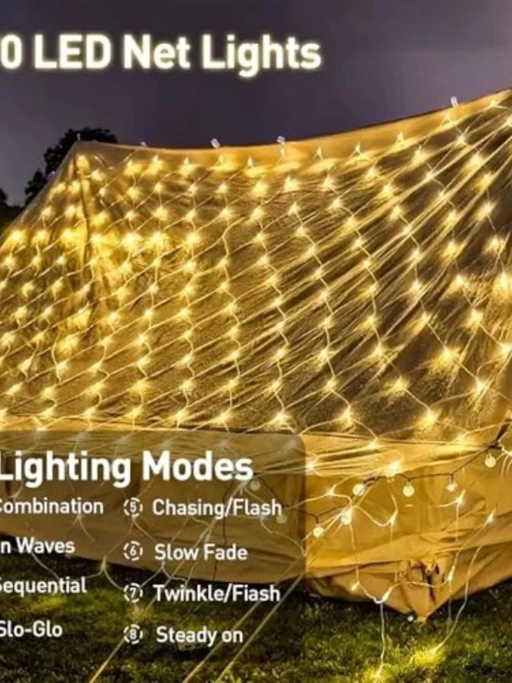 Woohaha 192 LED Outdoor Net Lights 9.8' x 6.6' 8 Modes